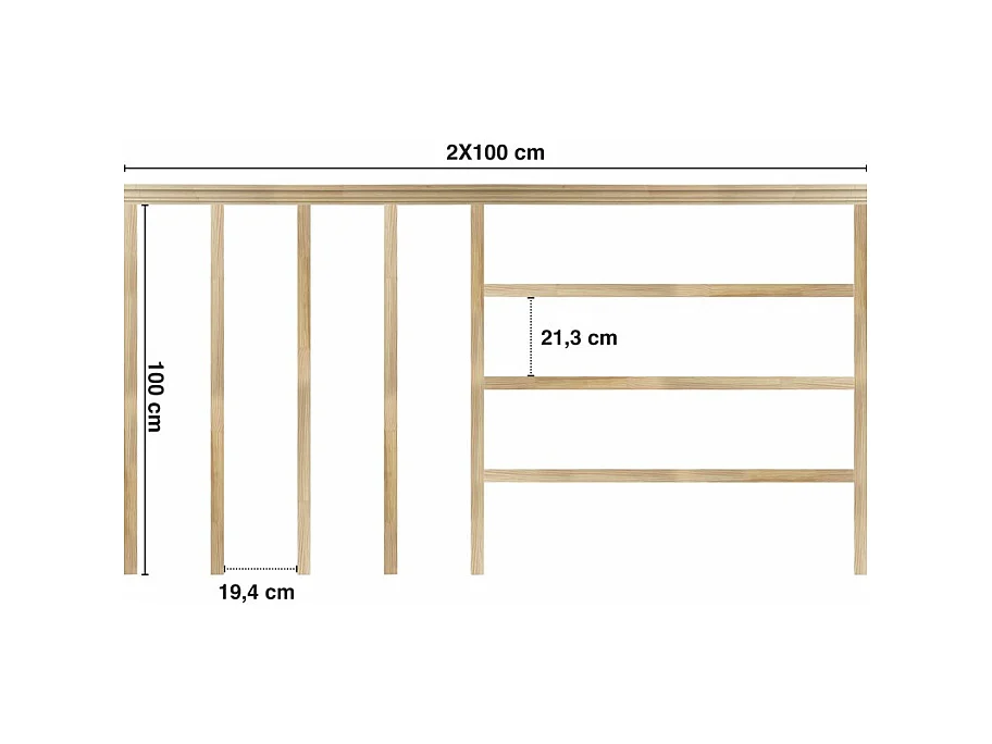 Kit de moulures murales pour étagère en bois - Pin Sylvestre abouté - Mia - Prêt à coller et peindre