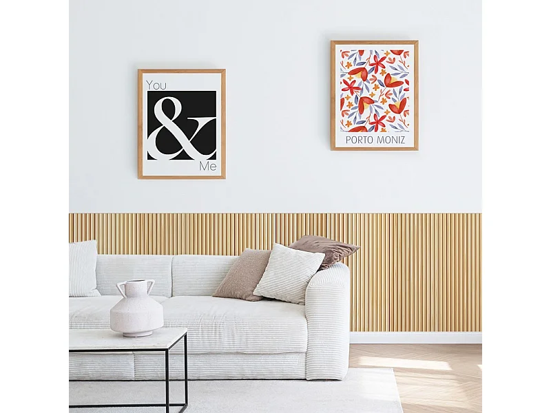 Kit de 10 moulures murales - demi-ronds - 100% FSC - Pin abouté - 10x(10x100cm) - Prêt à coller et peindre