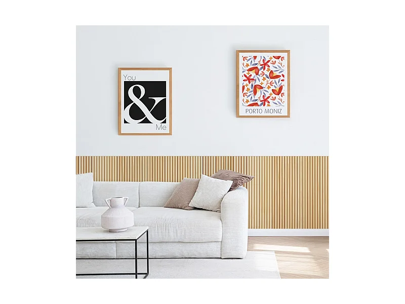 Kit de 10 moulures murales - demi-ronds - 100% FSC - Pin abouté - 10x(10x100cm) - Prêt à coller et peindre