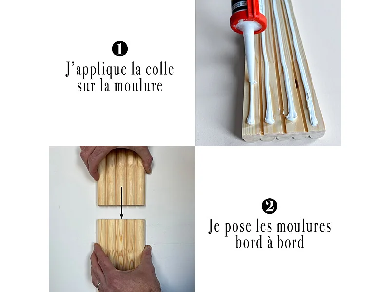 Kit de 10 moulures murales - demi-ronds - 100% FSC - Pin abouté - 10x(10x100cm) - Prêt à coller et peindre