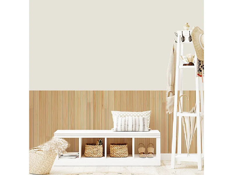 Kit de 10 moulures murales - demi-ronds - 100% FSC - Pin abouté - 10x(10x100cm) - Prêt à coller et peindre