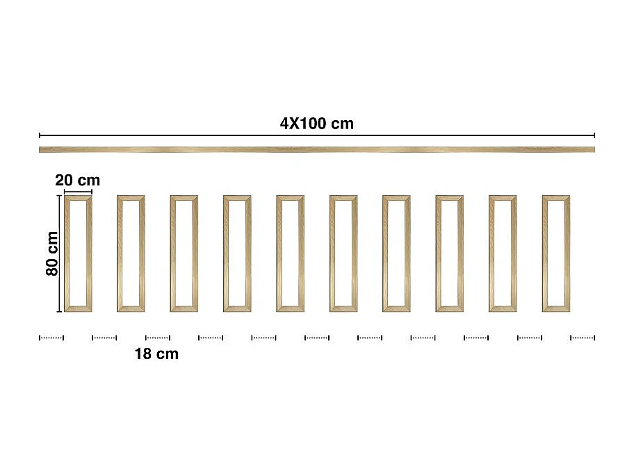 Kit de 10 moulures murales en bois Pin des Landes - Prêt à coller et peindre - Camille - 4 mètres