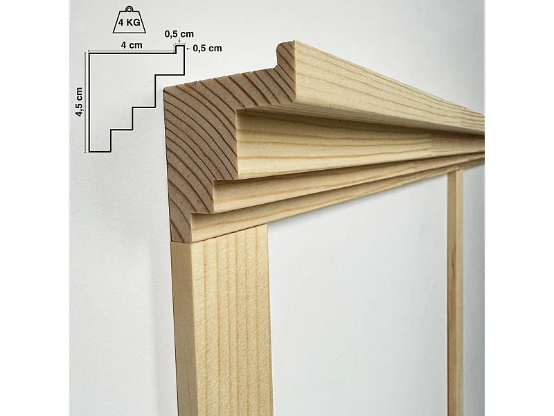 Kit de moulures murales pour étagère en bois - Pin Sylvestre abouté - Emma - Prêt à coller et peindre