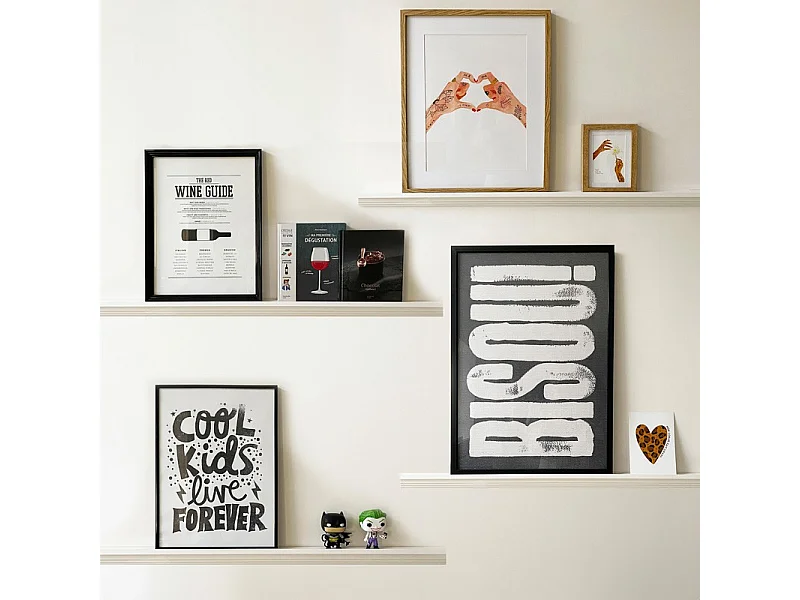 Kit de 4 étagères murales en bois - Pin Massif - 100% FSC - Prêt à coller et peindre