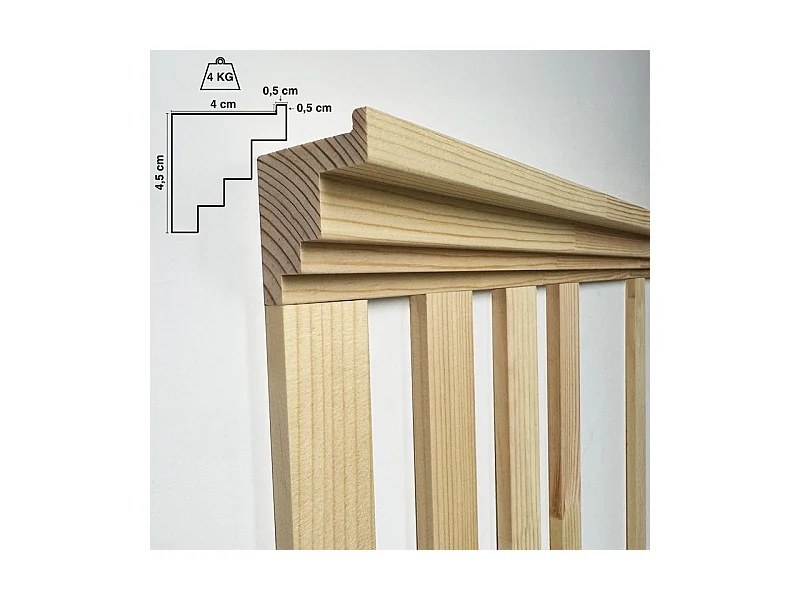 Kit de moulures murales pour étagère en bois - Pin Sylvestre abouté - Izia - Prêt à coller et peindre