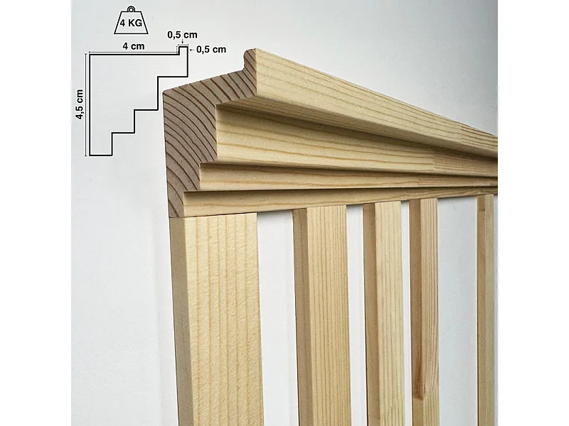 Kit de moulures murales pour étagère en bois - Pin Sylvestre abouté - Izia - Prêt à coller et peindre