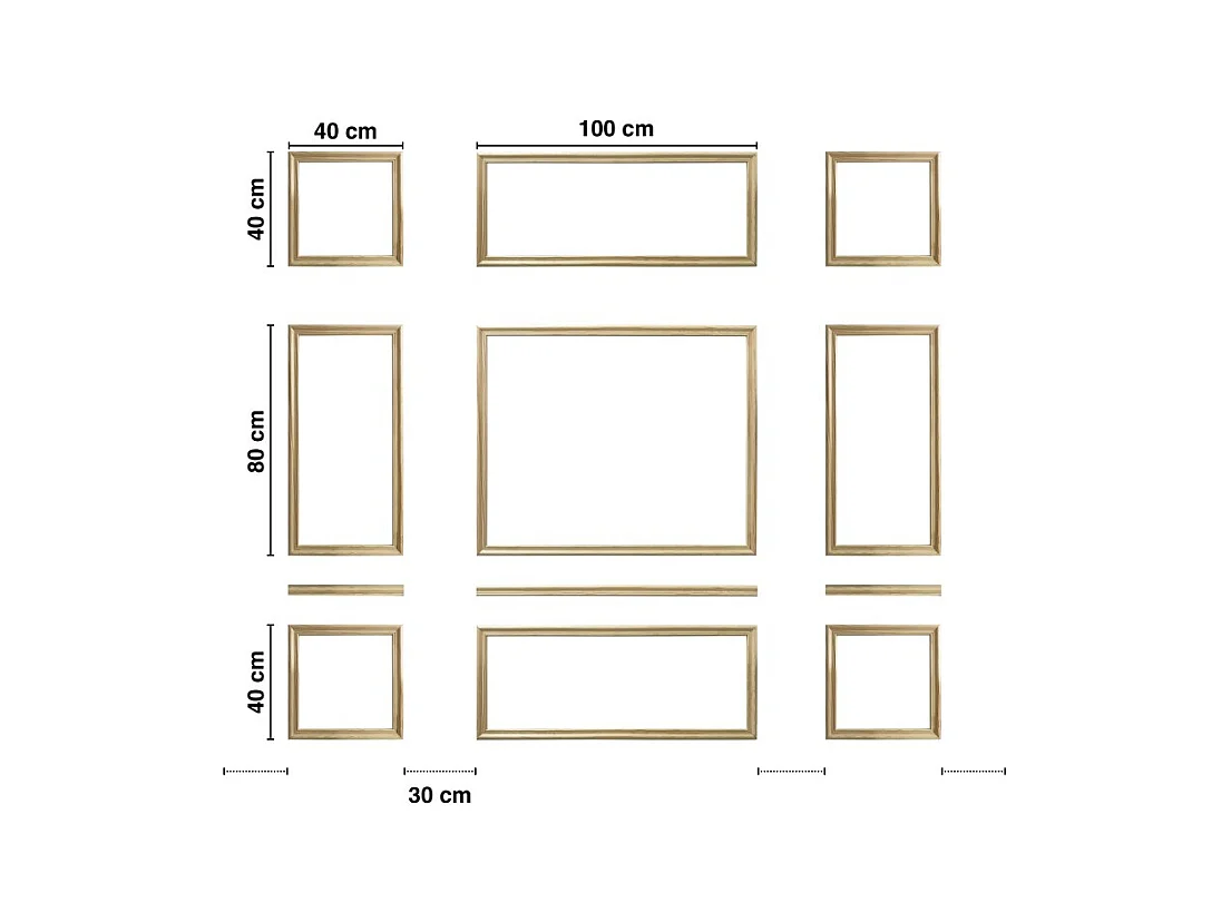 Kit de 9 moulures murales en bois Pin des Landes - Prêt à coller et peindre - Charlotte - 1,8 mètres