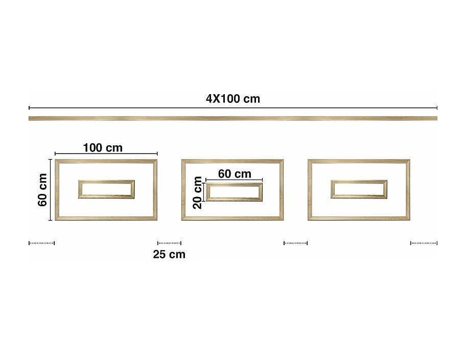 Kit de 3 moulures murales en bois Pin des Landes - Prêt à coller et peindre - Augustine - 4 mètres