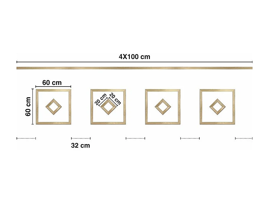Kit de 4 moulures murales en bois Pin des Landes - Prêt à coller et peindre - Florine - 4 mètres