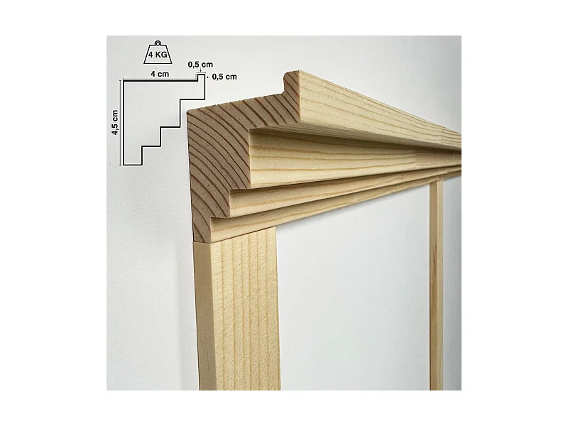 Kit de moulures murales pour étagère en bois - Pin Sylvestre abouté - Enora - Prêt à coller et peindre