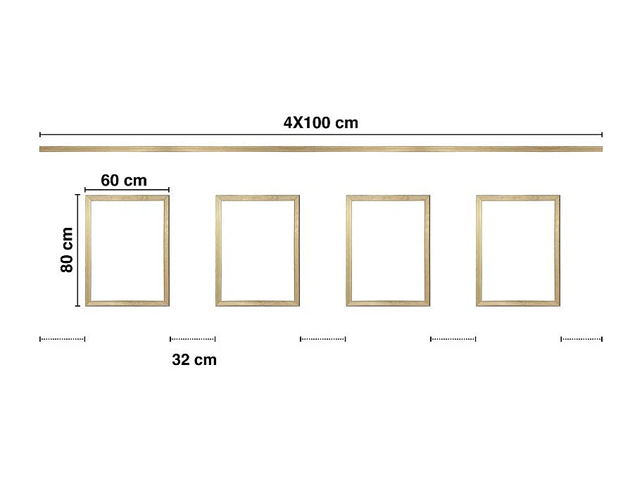 Kit de 4 moulures murales en bois Pin des Landes - Prêt à coller et peindre - Antoinette - 4 mètres