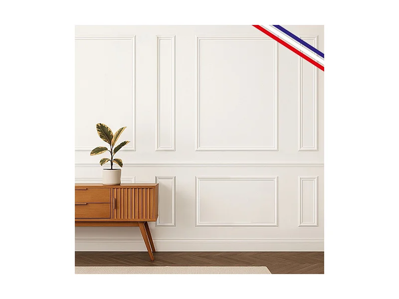 Kit de 8 moulures murales en bois Pin des Landes - Prêt à coller et peindre - Justine - 3 mètres