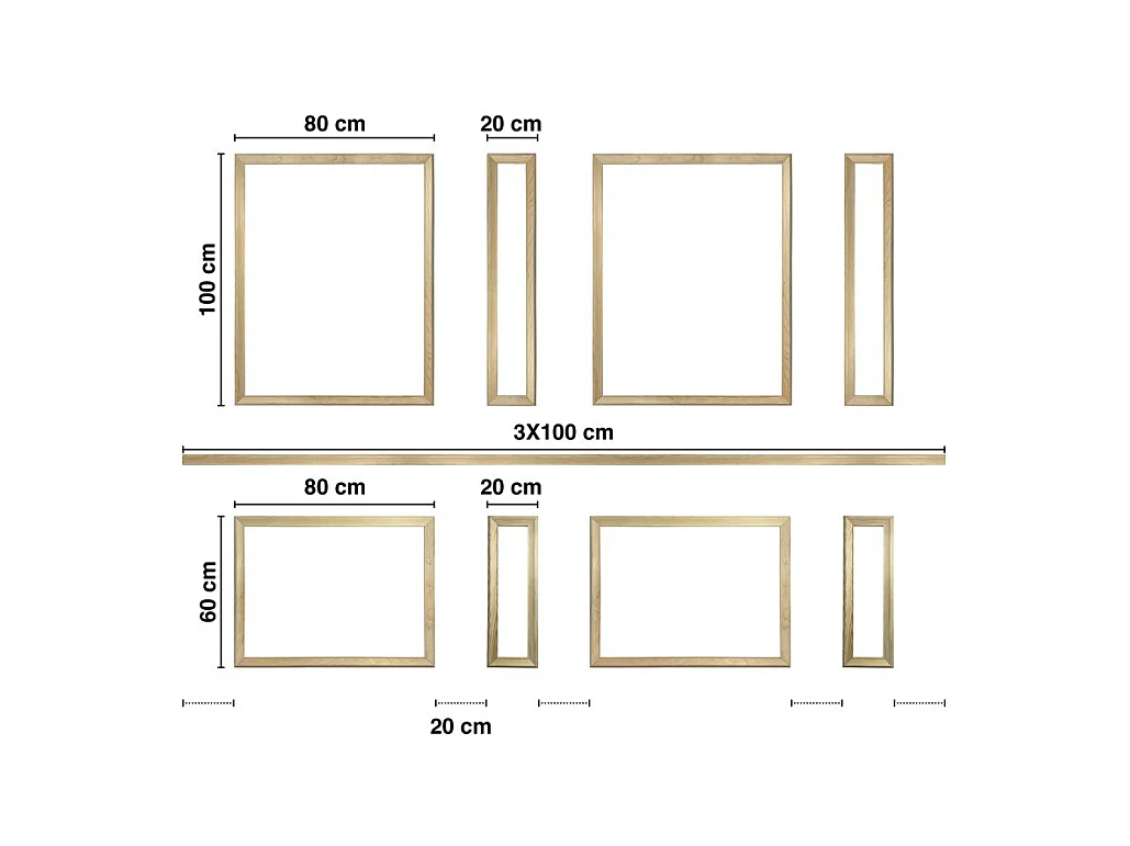 Kit de 8 moulures murales en bois Pin des Landes - Prêt à coller et peindre - Justine - 3 mètres