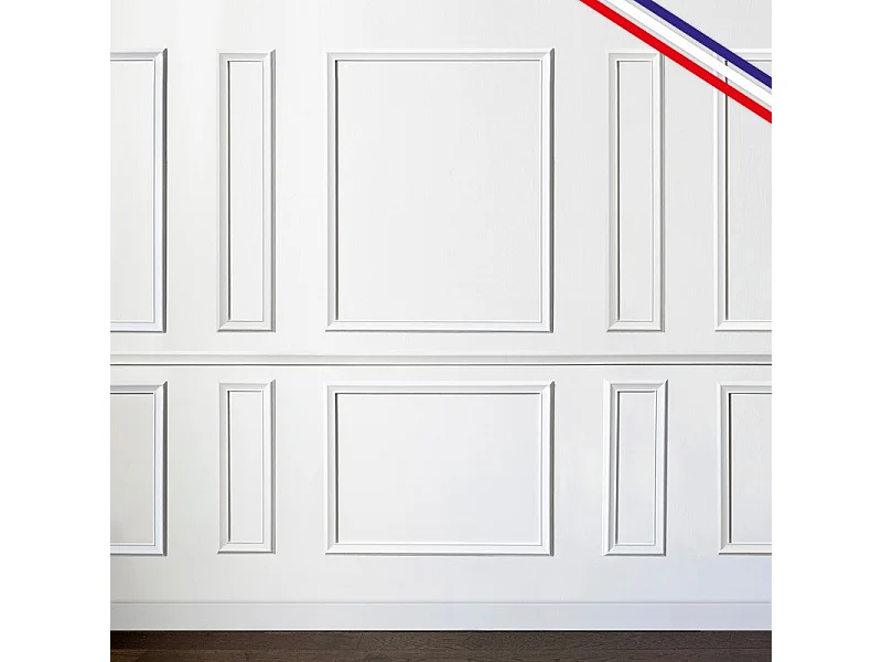 Kit de 8 moulures murales en bois Pin des Landes - Prêt à coller et peindre - Justine - 3 mètres