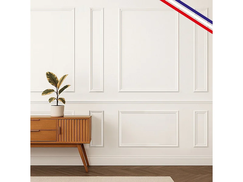 Kit de 8 moulures murales en bois Pin des Landes - Prêt à coller et peindre - Justine - 3 mètres