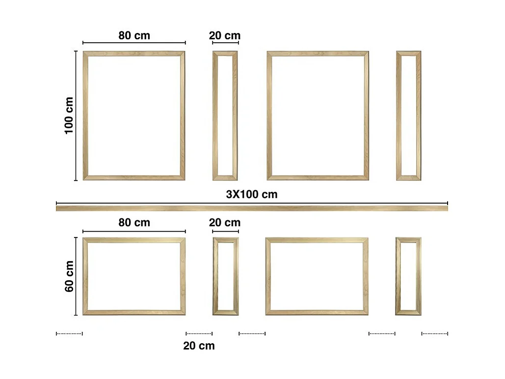 Kit de 8 moulures murales en bois Pin des Landes - Prêt à coller et peindre - Justine - 3 mètres