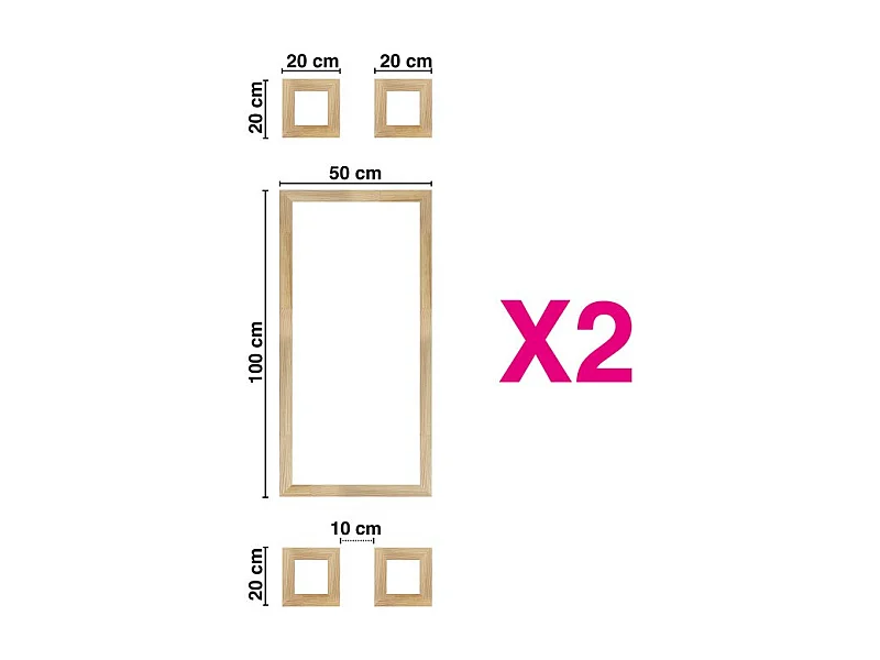 Lot de 2 kits pour moulures de porte en bois - 100% FSC - en tasseaux - Prêt à coller et peindre