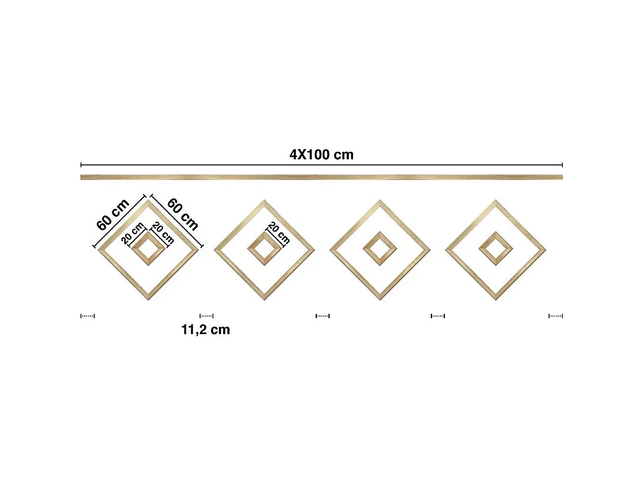 Kit de 4 moulures murales en bois Pin des Landes - Prêt à coller et peindre - Victorine - 4 mètres