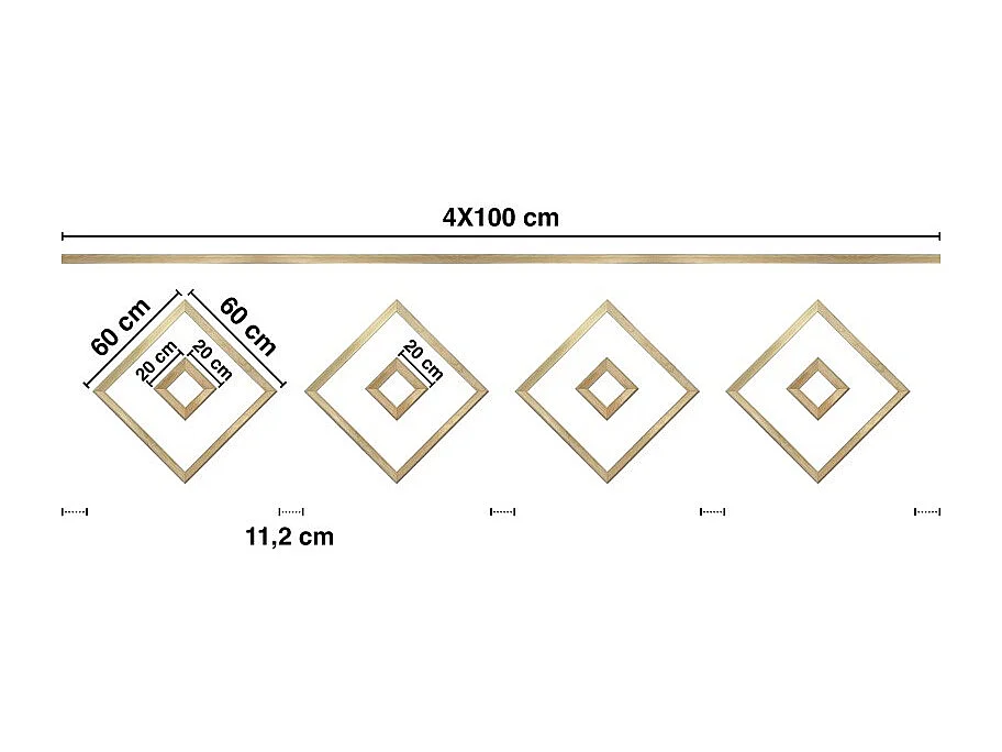 Kit de 4 moulures murales en bois Pin des Landes - Prêt à coller et peindre - Victorine - 4 mètres