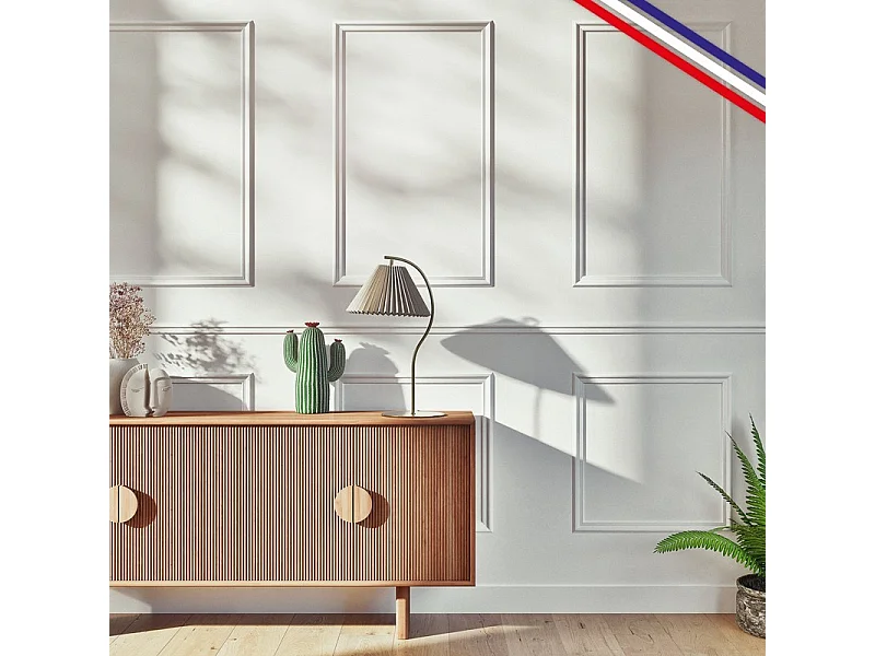 Kit de 6 moulures murales en bois Pin des Landes - Prêt à coller et peindre - Apolline - 3 mètres