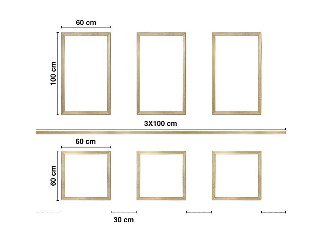 Kit de 6 moulures murales en bois Pin des Landes - Prêt à coller et peindre - Apolline - 3 mètres