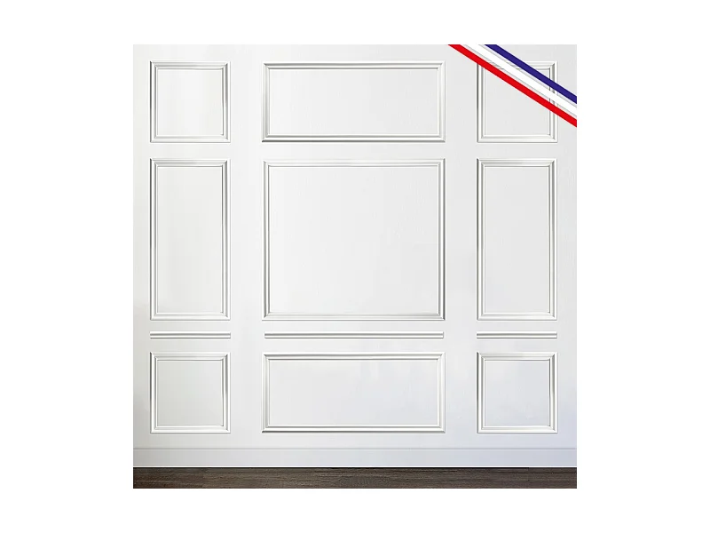 Kit de 12 moulures murales en bois Pin des Landes - Prêt à coller et peindre - Jeanne - 3 mètres