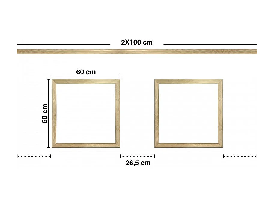 Kit de 2 moulures murales en bois Pin des Landes - Prêt à coller et peindre - Florine - 2 mètres