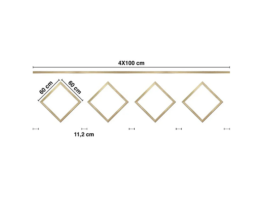 Kit de 4 moulures murales en bois Pin des Landes - Prêt à coller et peindre - Victorine - 4 mètres