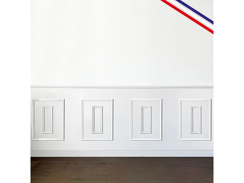 Kit de 4 moulures murales en bois Pin des Landes - Prêt à coller et peindre - Antoinette - 4 mètres