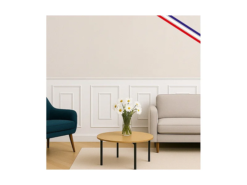 Kit de 4 moulures murales en bois Pin des Landes - Prêt à coller et peindre - Antoinette - 4 mètres