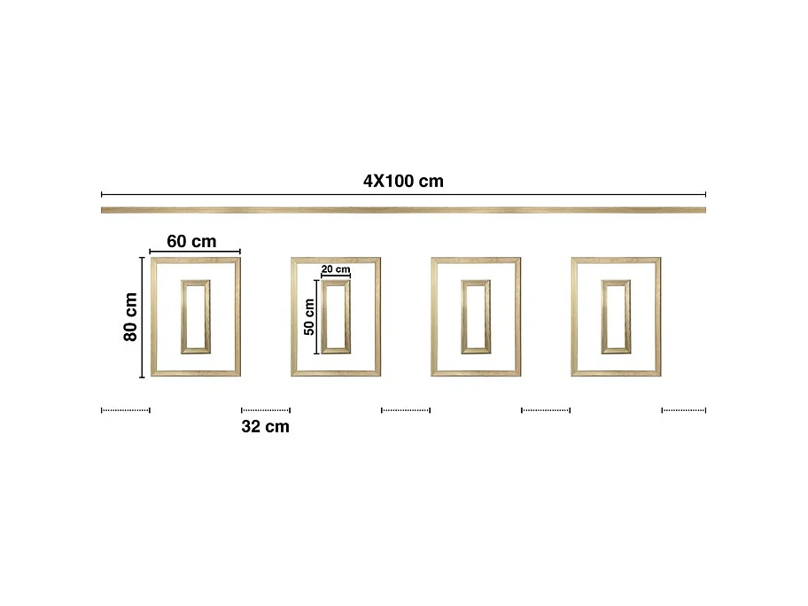 Kit de 4 moulures murales en bois Pin des Landes - Prêt à coller et peindre - Antoinette - 4 mètres