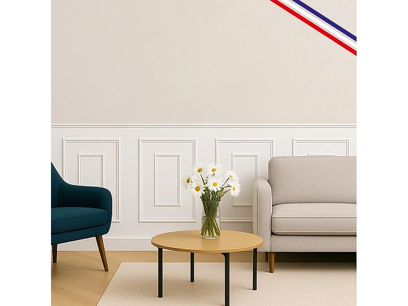 Kit de 4 moulures murales en bois Pin des Landes - Prêt à coller et peindre - Antoinette - 4 mètres