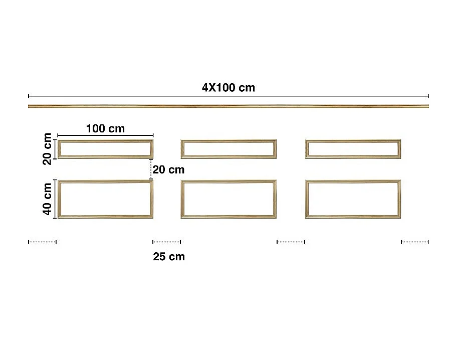 Kit de 6 moulures murales en bois Pin des Landes - Prêt à coller et peindre - Leopoldine - 4 mètres