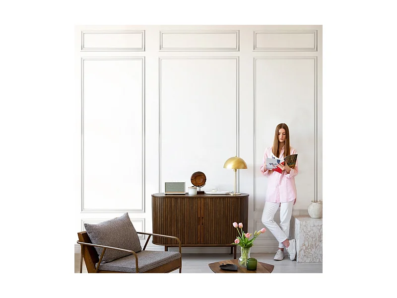 Kit de 9 moulures murales en bois Pin des Landes - Prêt à coller et peindre - Alphonsine - 3 mètres