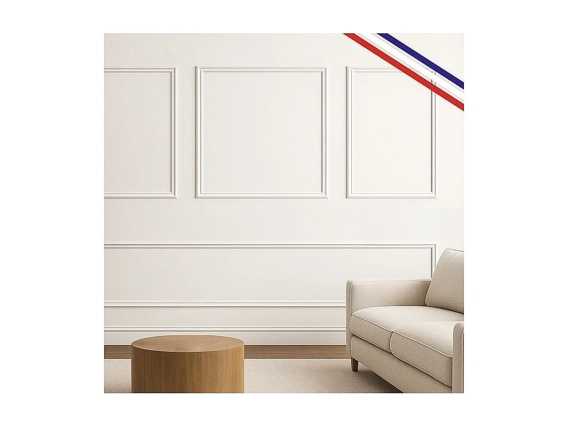 Kit de 4 moulures murales en bois Pin des Landes - Prêt à coller et peindre - Blandine - 2,6 mètres