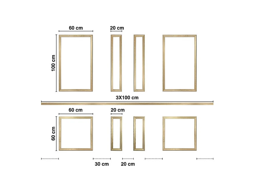 Kit de 8 moulures murales en bois Pin des Landes - Prêt à coller et peindre - Apolline - 3 mètres