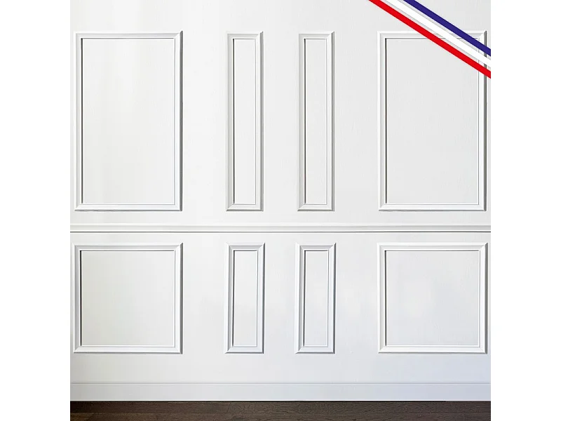 Kit de 8 moulures murales en bois Pin des Landes - Prêt à coller et peindre - Apolline - 3 mètres