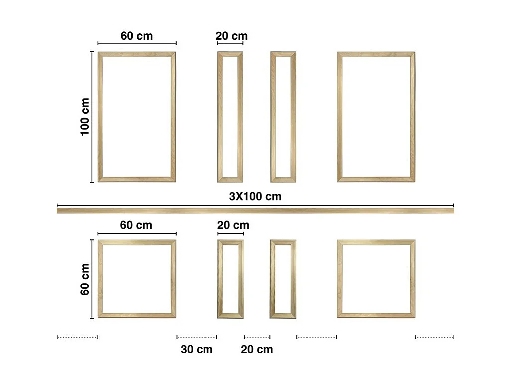 Kit de 8 moulures murales en bois Pin des Landes - Prêt à coller et peindre - Apolline - 3 mètres