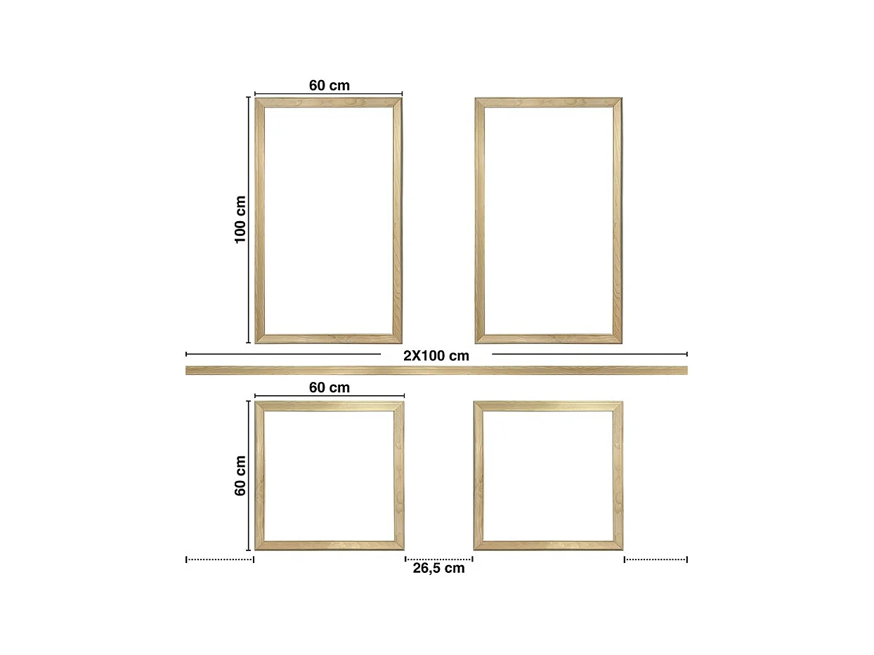 Kit de 4 moulures murales en bois Pin des Landes - Prêt à coller et peindre - Apolline - 2 mètres