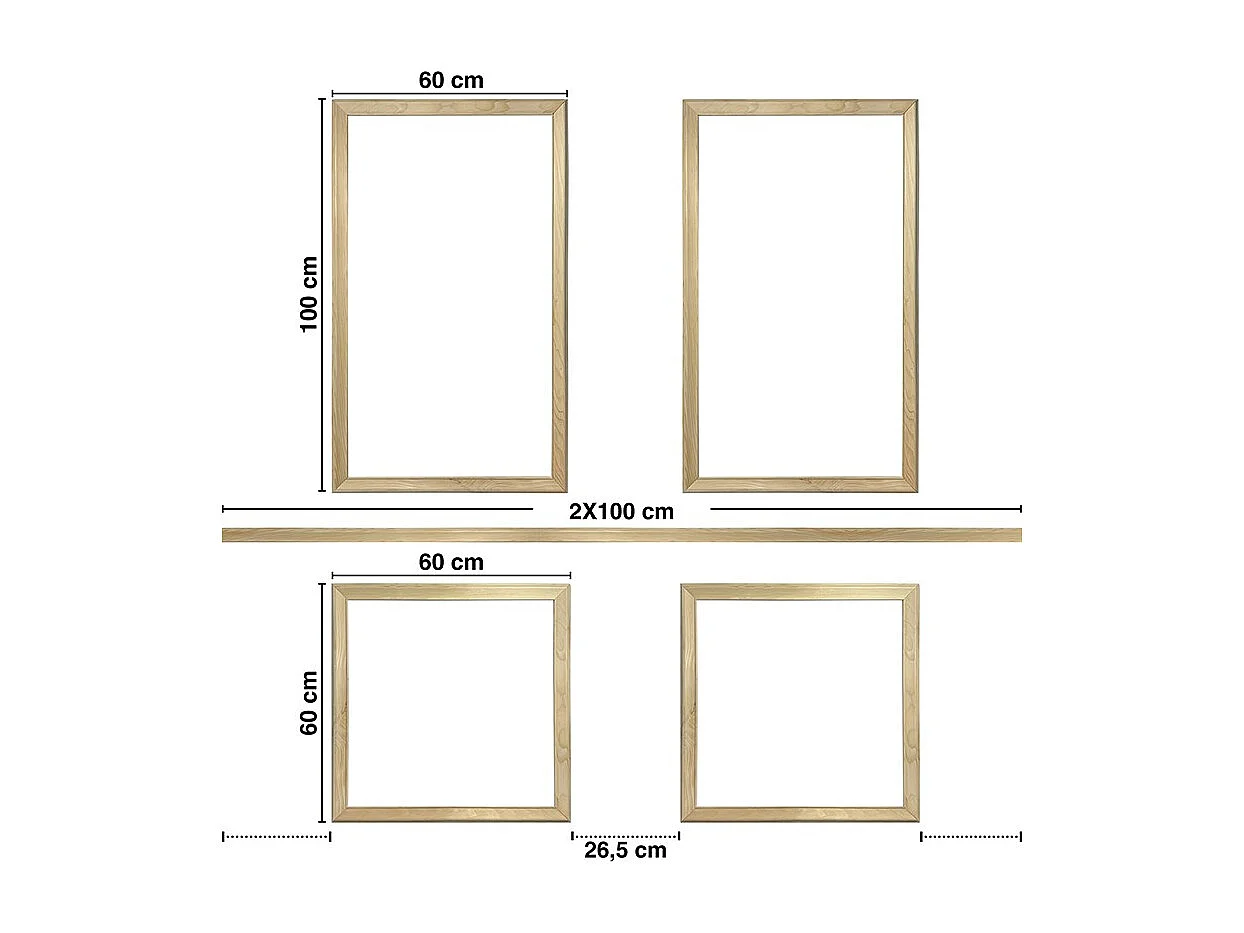 Kit de 4 moulures murales en bois Pin des Landes - Prêt à coller et peindre - Apolline - 2 mètres