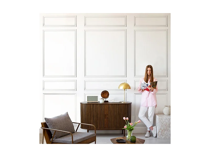 Kit de 12 moulures murales en bois Pin des Landes - Prêt à coller et peindre - Ernestine - 2 mètres