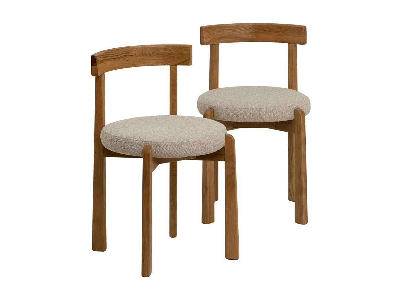 Silla de madera de olmo y tejido de rizo gris Aline (lote de 2)