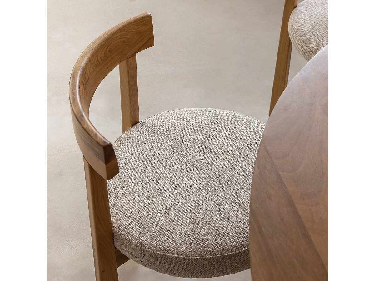 Silla de madera de olmo y tejido de rizo gris Aline (lote de 2)