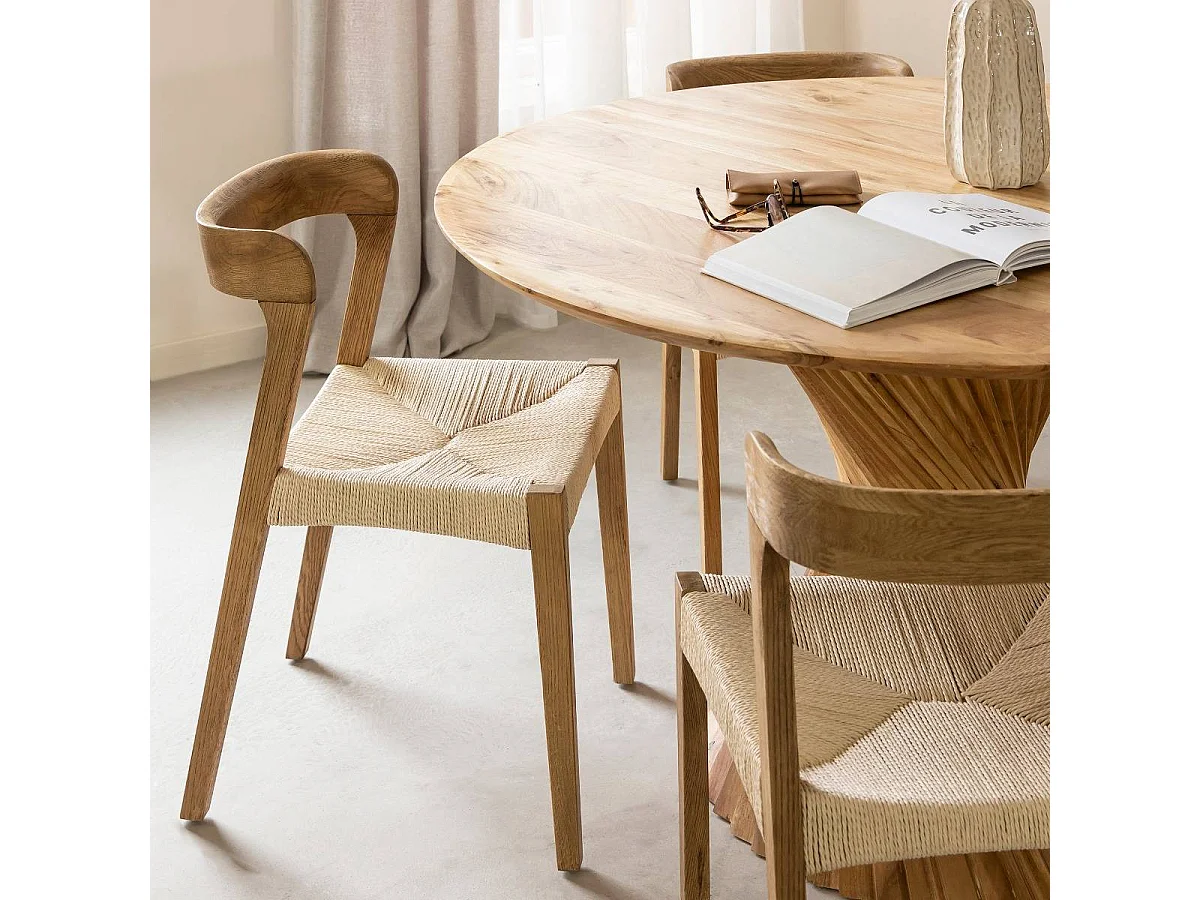 Silla de madera de roble y cuerda Auren (lote de 2)