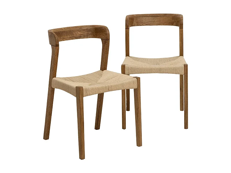 Silla de madera de roble y cuerda Auren (lote de 2)