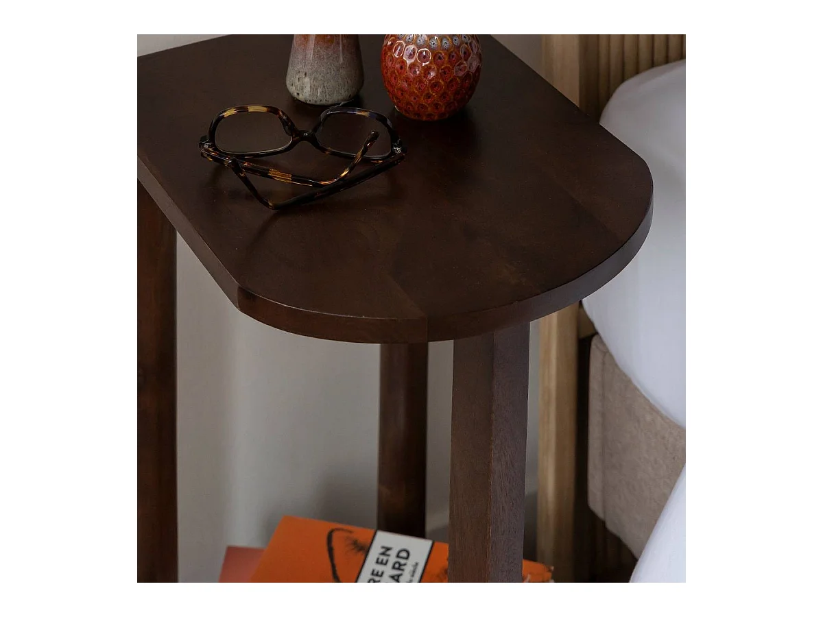 Table de chevet ovale en bois de manguier Sharon