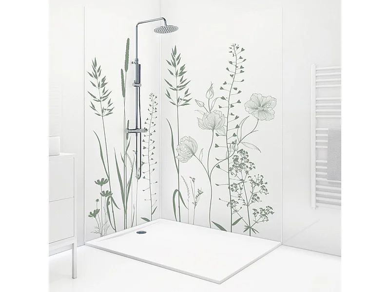 Lot de 2 panneaux de douche en aluminium (90x220 & 120x220 cm) + profilés blanc - Vegetalist - Marron