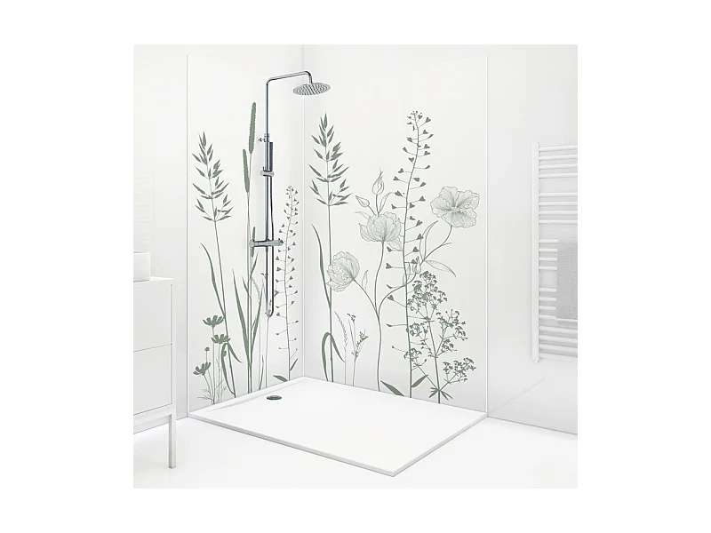 Lot de 2 panneaux de douche en aluminium (90x220 & 120x220 cm) + profilés blanc - Vegetalist - Marron