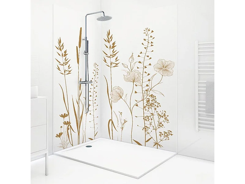 Lot de 2 panneaux de douche en aluminium (90x220 & 120x220 cm) + profilés blanc - Vegetalist - Marron