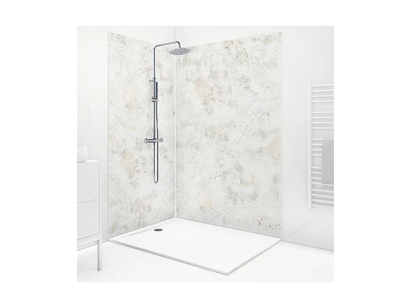 Lot de 2 panneaux de douche en aluminium (90x220 & 120x220 cm) + profilés blanc - New Trashwall - Marron